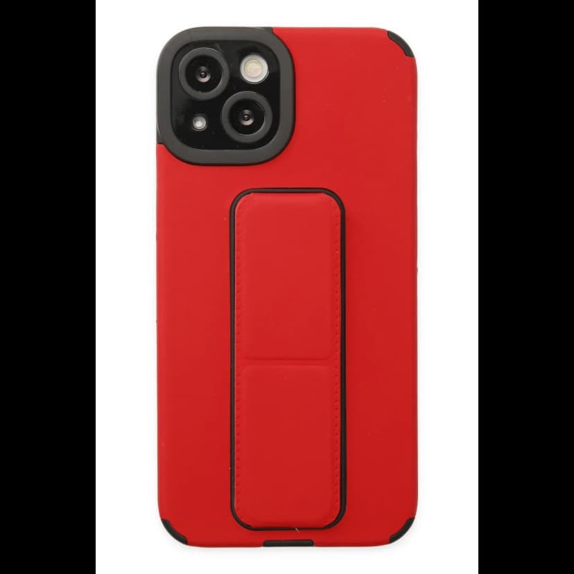 Newface Apple iPhone 14 Plus Kılıf Mega Standlı Silikon - Kırmızı