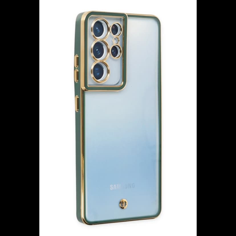 Newface Samsung Galaxy S21 Ultra Kılıf Liva Lens Silikon - Yeşil