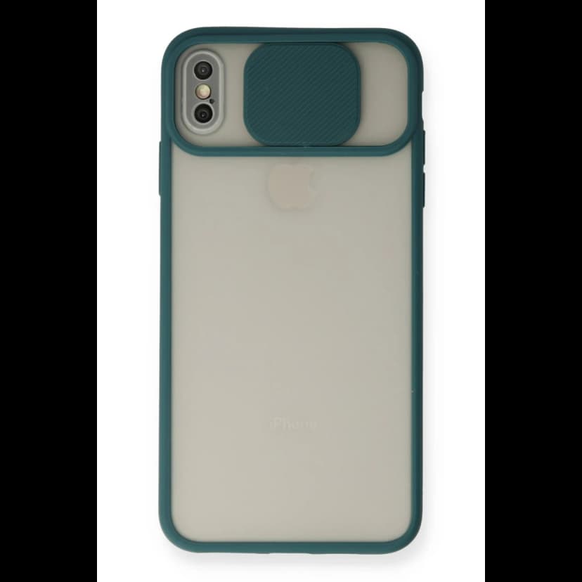 Newface Apple iPhone X Kılıf Palm Buzlu Kamera Sürgülü Silikon - Yeşil