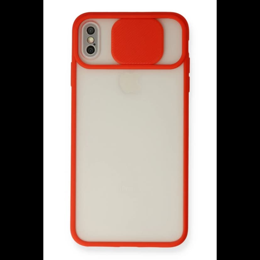 Newface Apple iPhone X Kılıf Palm Buzlu Kamera Sürgülü Silikon - Kırmızı