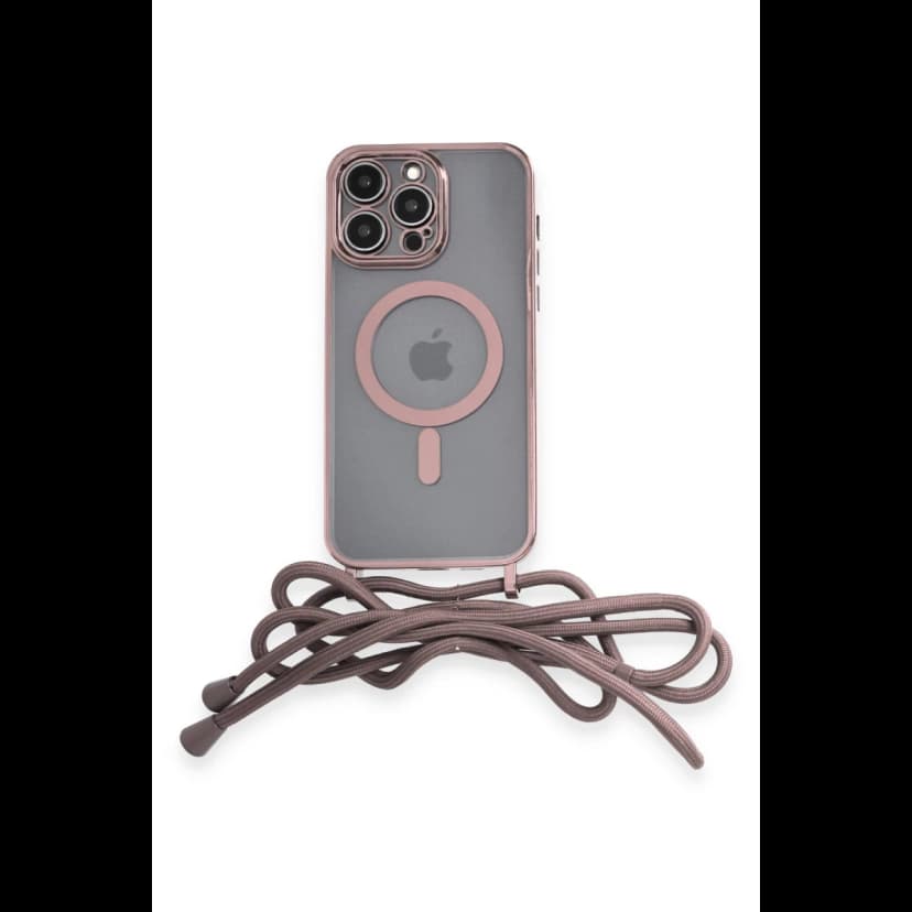 Newface Apple iPhone 12 Pro Kılıf Divo Lazer Askılı Magsafe Kapak - Pembe