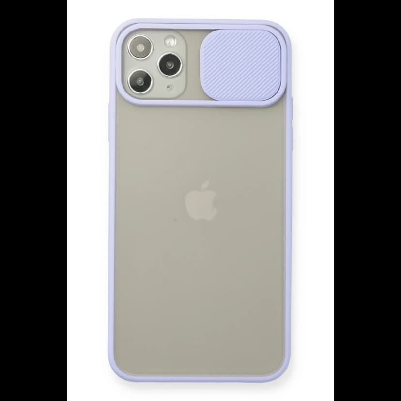 Newface Apple iPhone 11 Pro Max Kılıf Palm Buzlu Kamera Sürgülü Silikon - Lila