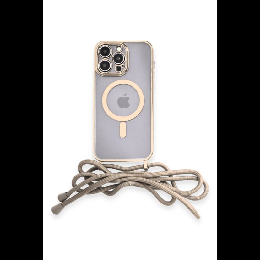 Newface Apple iPhone 12 Pro Max Kılıf Divo Lazer Askılı Magsafe Kapak - Gold