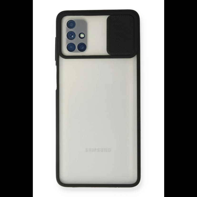 Newface Samsung Galaxy M51 Kılıf Palm Buzlu Kamera Sürgülü Silikon - Siyah