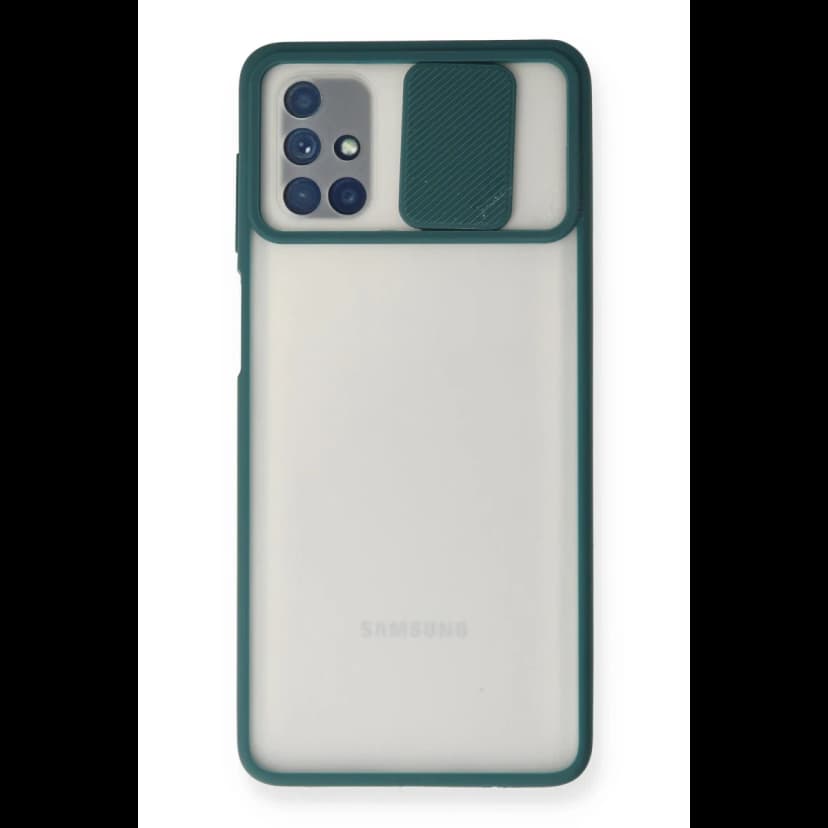 Newface Samsung Galaxy M51 Kılıf Palm Buzlu Kamera Sürgülü Silikon - Yeşil