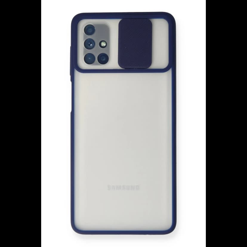 Newface Samsung Galaxy M51 Kılıf Palm Buzlu Kamera Sürgülü Silikon - Lacivert
