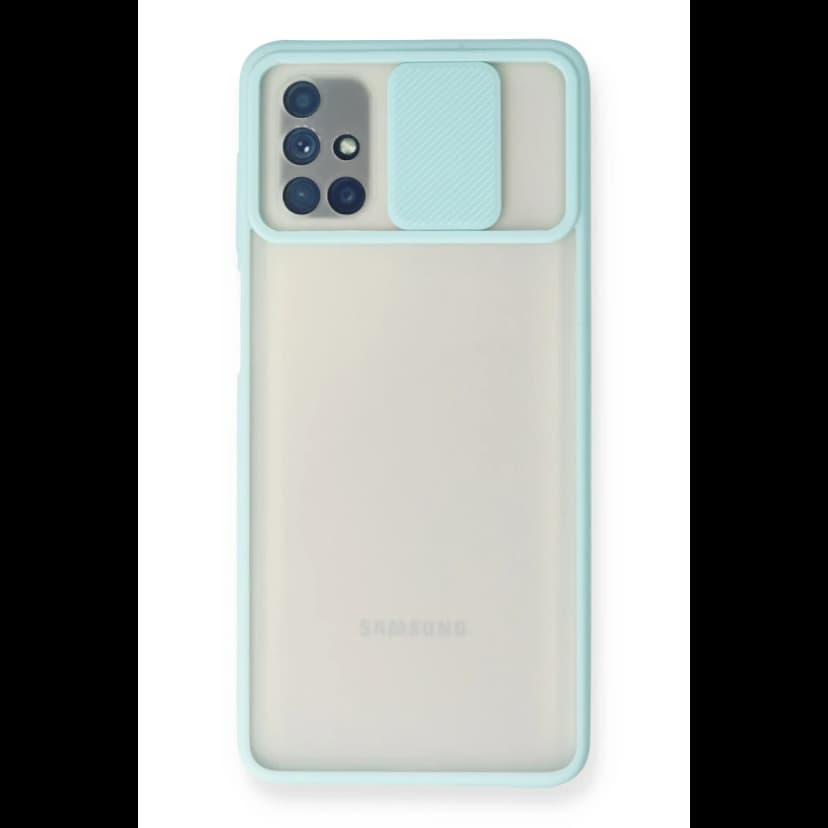 Newface Samsung Galaxy M51 Kılıf Palm Buzlu Kamera Sürgülü Silikon - Turkuaz