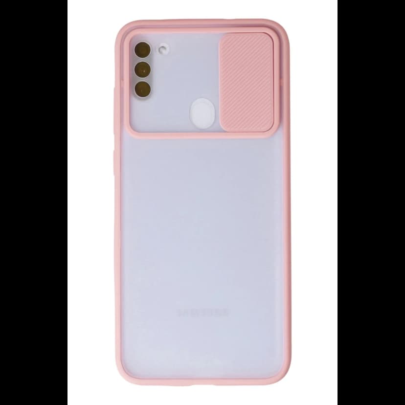 Newface Samsung Galaxy A11 Kılıf Palm Buzlu Kamera Sürgülü Silikon - Pembe