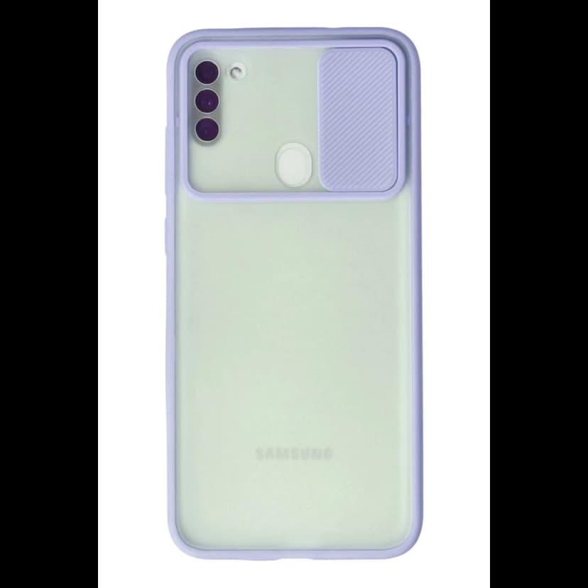 Newface Samsung Galaxy A11 Kılıf Palm Buzlu Kamera Sürgülü Silikon - Lila