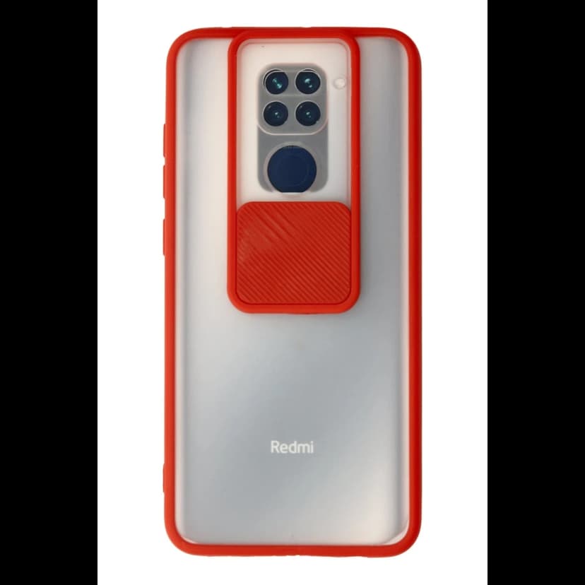 Newface Xiaomi Redmi Note 9 Kılıf Palm Buzlu Kamera Sürgülü Silikon - Kırmızı