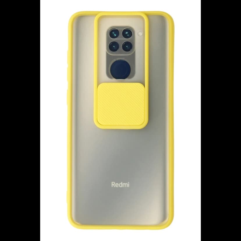 Newface Xiaomi Redmi Note 9 Kılıf Palm Buzlu Kamera Sürgülü Silikon - Sarı