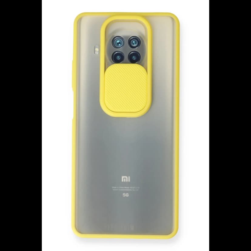 Newface Xiaomi Mi 10T Lite Kılıf Palm Buzlu Kamera Sürgülü Silikon - Sarı