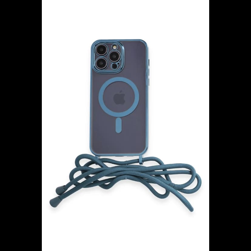 Newface Apple iPhone 14 Pro Kılıf Divo Lazer Askılı Magsafe Kapak - Sierra Blue