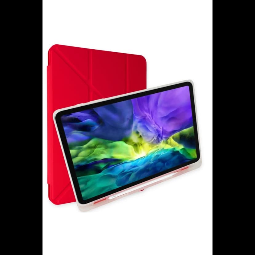 Newface Samsung Galaxy T737 Tab S7 FE 12.4 Kılıf Kalemlikli Mars Tablet Kılıfı - Kırmızı