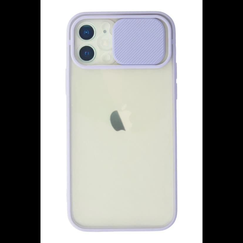 Newface Apple iPhone 12 Kılıf Palm Buzlu Kamera Sürgülü Silikon - Lila