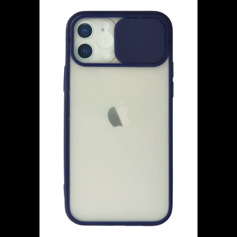 Newface Apple iPhone 12 Kılıf Palm Buzlu Kamera Sürgülü Silikon - Lacivert