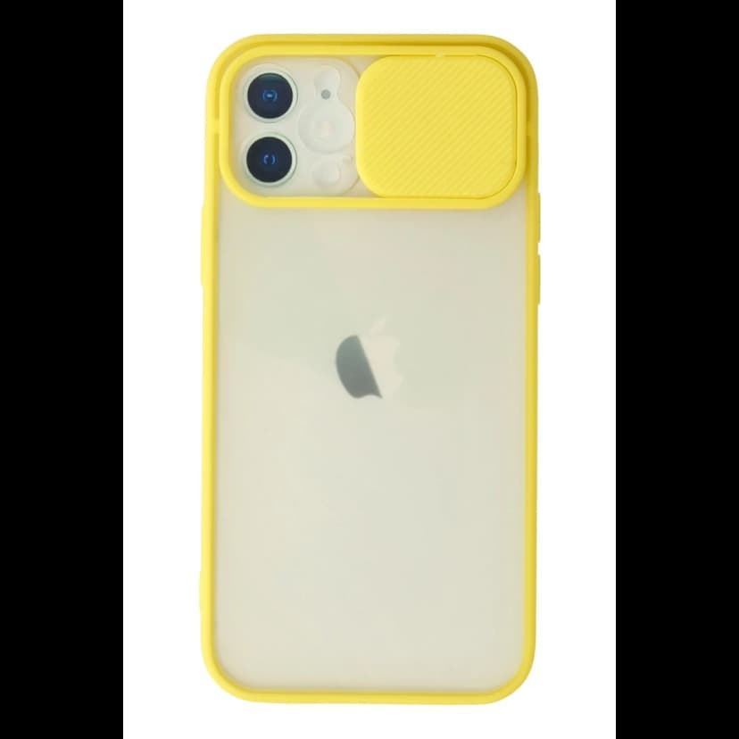 Newface Apple iPhone 12 Kılıf Palm Buzlu Kamera Sürgülü Silikon - Sarı