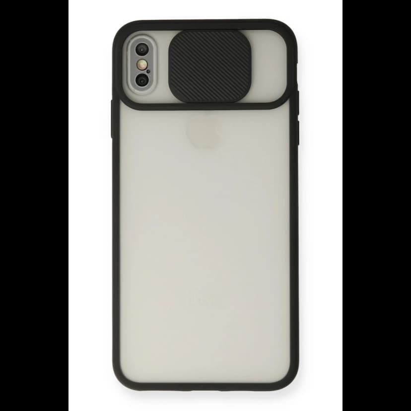 Newface Apple iPhone XS Max Kılıf Palm Buzlu Kamera Sürgülü Silikon - Siyah