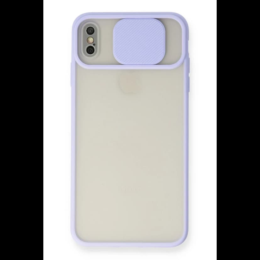 Newface Apple iPhone XS Max Kılıf Palm Buzlu Kamera Sürgülü Silikon - Lila