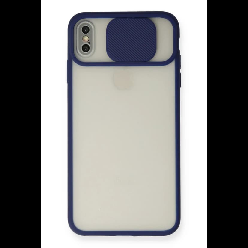 Newface Apple iPhone XS Max Kılıf Palm Buzlu Kamera Sürgülü Silikon - Lacivert