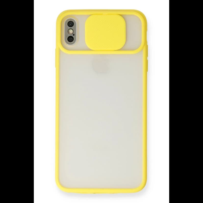 Newface Apple iPhone XS Max Kılıf Palm Buzlu Kamera Sürgülü Silikon - Sarı