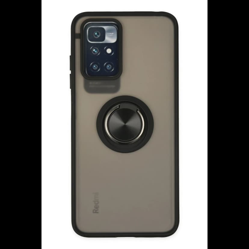 Newface Xiaomi Redmi 10 2022 Kılıf Montreal Yüzüklü Silikon Kapak - Siyah