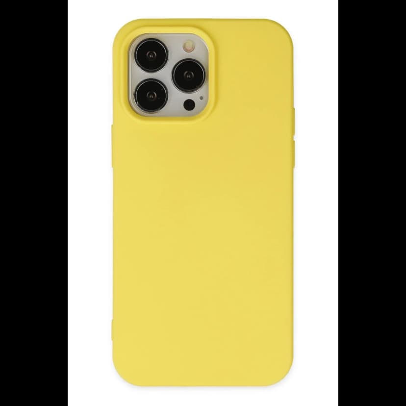 Newface Apple iPhone 14 Pro Max Kılıf Nano içi Kadife Silikon - Sarı