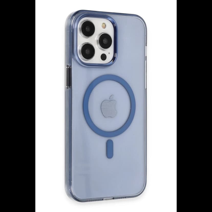 Newface Apple iPhone 14 Pro Max Kılıf Tron Şeffaf Magsafe Kapak - Mavi