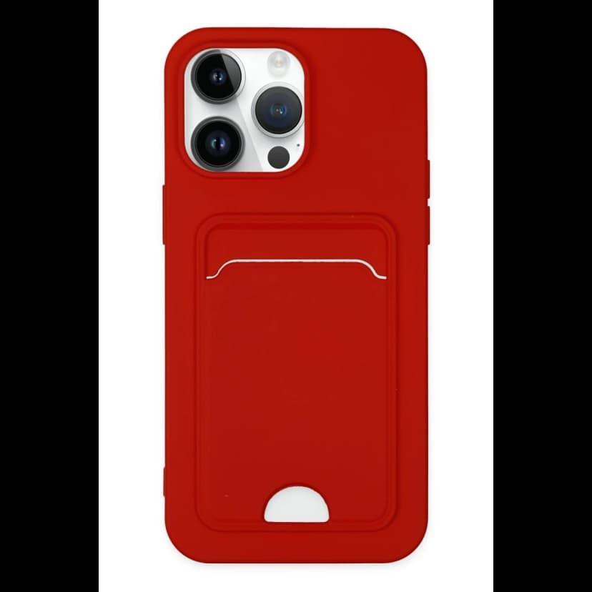 Newface Apple iPhone 14 Pro Kılıf Kelvin Kartvizitli Silikon - Kırmızı