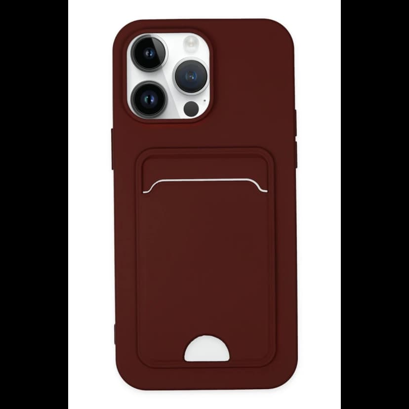 Newface Apple iPhone 14 Pro Kılıf Kelvin Kartvizitli Silikon - Bordo