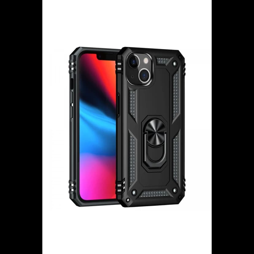 Newface Apple iPhone 14 Plus Kılıf Sofya Yüzüklü Silikon Kapak - Siyah
