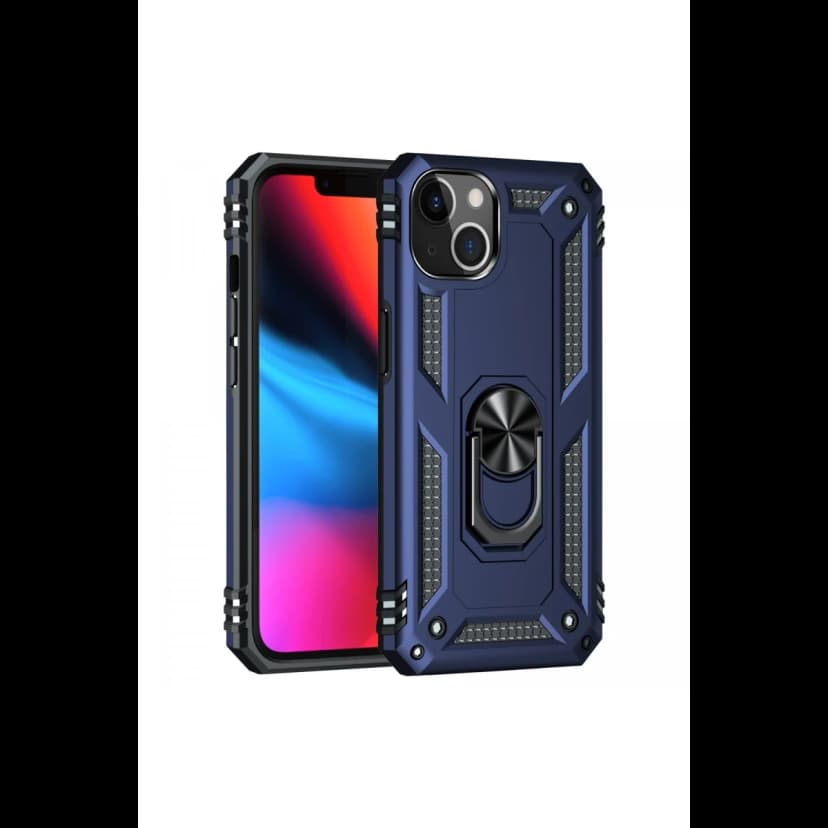 Newface Apple iPhone 14 Plus Kılıf Sofya Yüzüklü Silikon Kapak - Lacivert