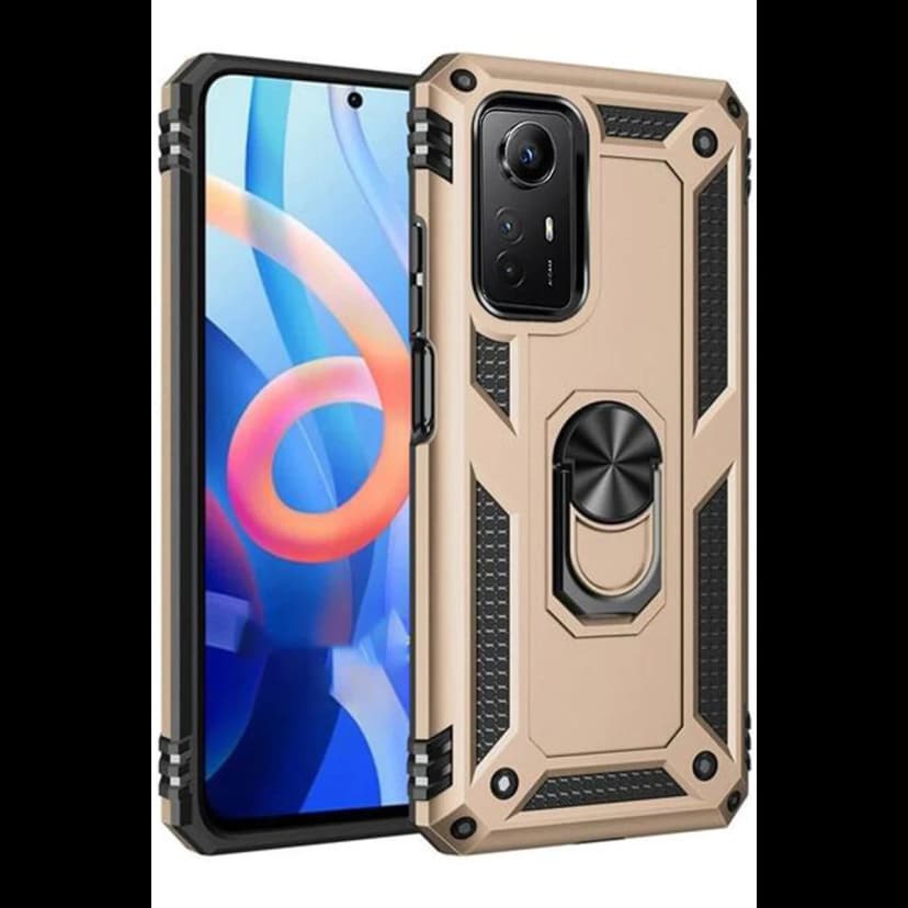 Newface Xiaomi Redmi Note 12S Kılıf Sofya Yüzüklü Silikon Kapak - Gold