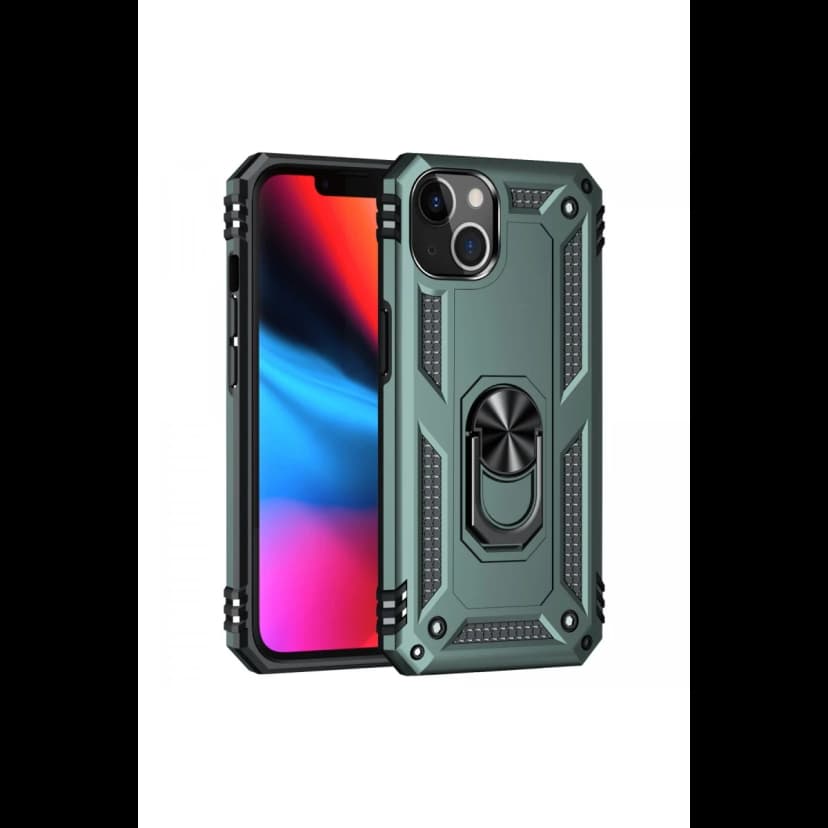 Newface Apple iPhone 14 Plus Kılıf Sofya Yüzüklü Silikon Kapak - Yeşil