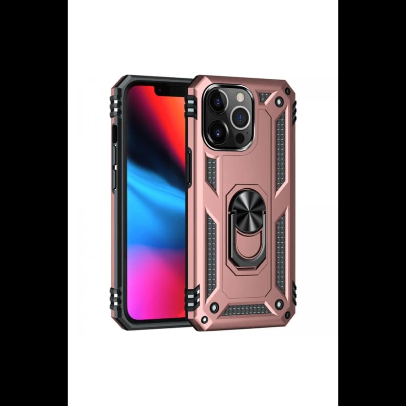 Newface Apple iPhone 14 Pro Kılıf Sofya Yüzüklü Silikon Kapak - Rose