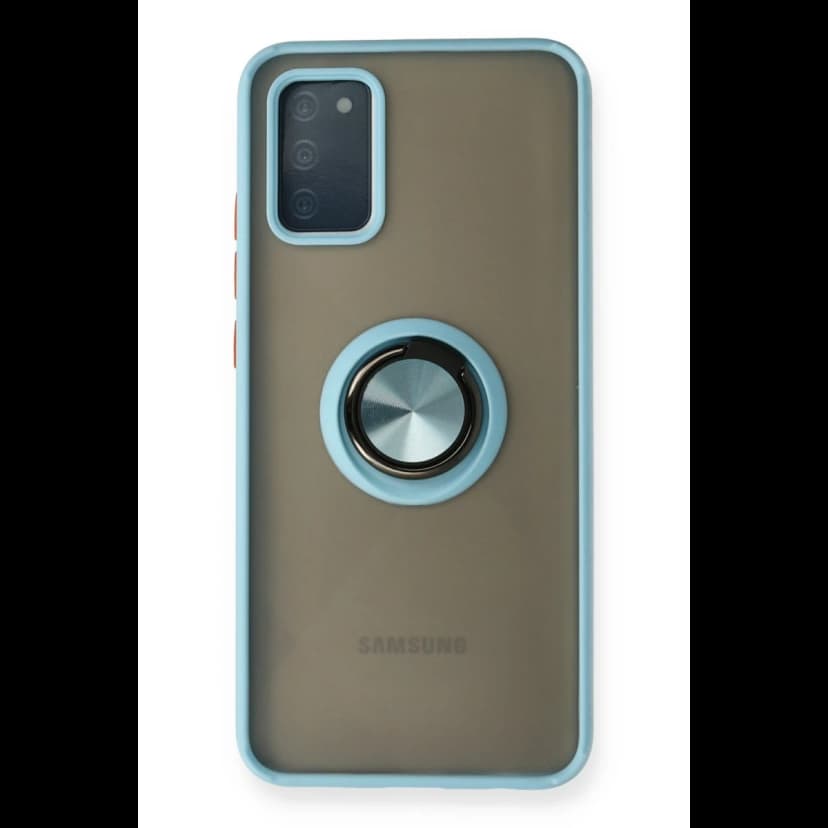 Newface Samsung Galaxy A02S Kılıf Montreal Yüzüklü Silikon Kapak - Buz Mavi