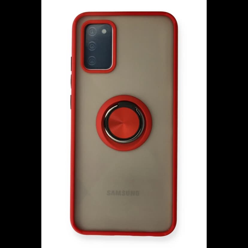 Newface Samsung Galaxy A02S Kılıf Montreal Yüzüklü Silikon Kapak - Kırmızı