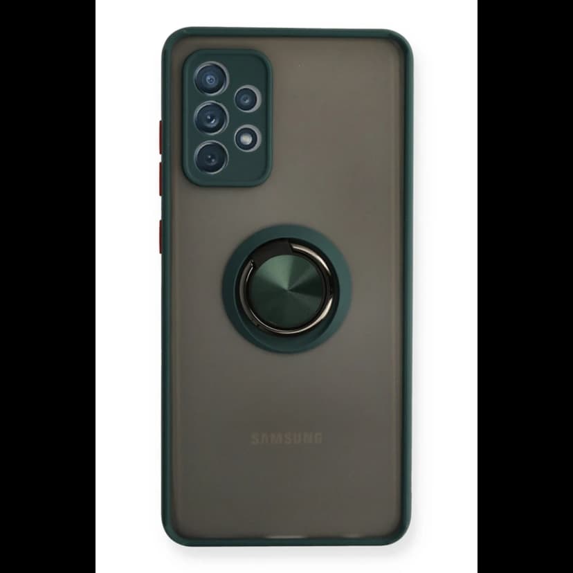 Newface Samsung Galaxy A72 Kılıf Montreal Yüzüklü Silikon Kapak - Yeşil