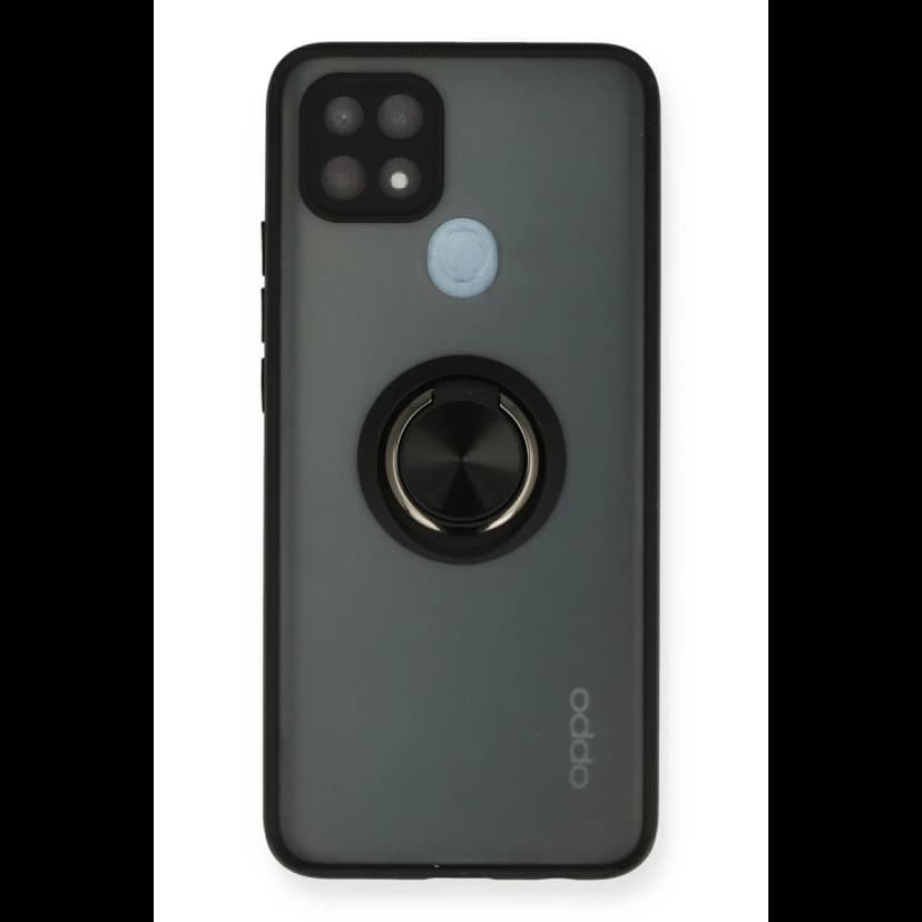 Newface Oppo A15 Kılıf Montreal Yüzüklü Silikon Kapak - Siyah