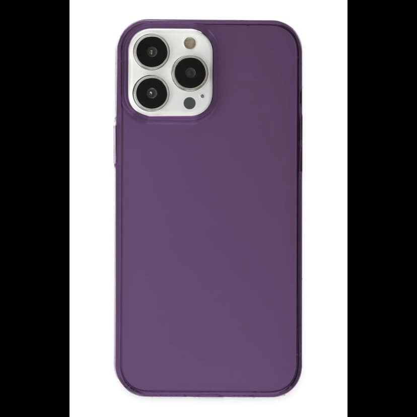 Newface Apple iPhone 14 Pro Max Kılıf Pc Sert Şeffaf Kapak - Mor