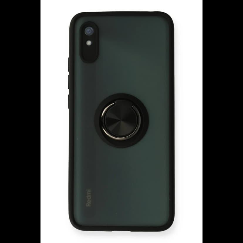 Newface Xiaomi Redmi 9A Kılıf Montreal Yüzüklü Silikon Kapak - Siyah