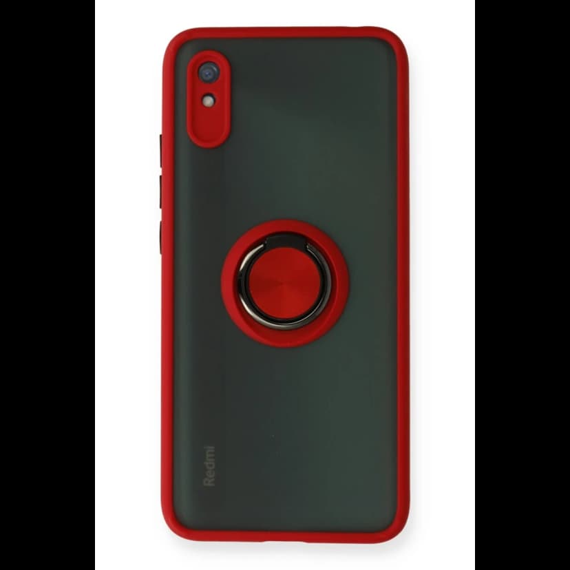 Newface Xiaomi Redmi 9A Kılıf Montreal Yüzüklü Silikon Kapak - Kırmızı