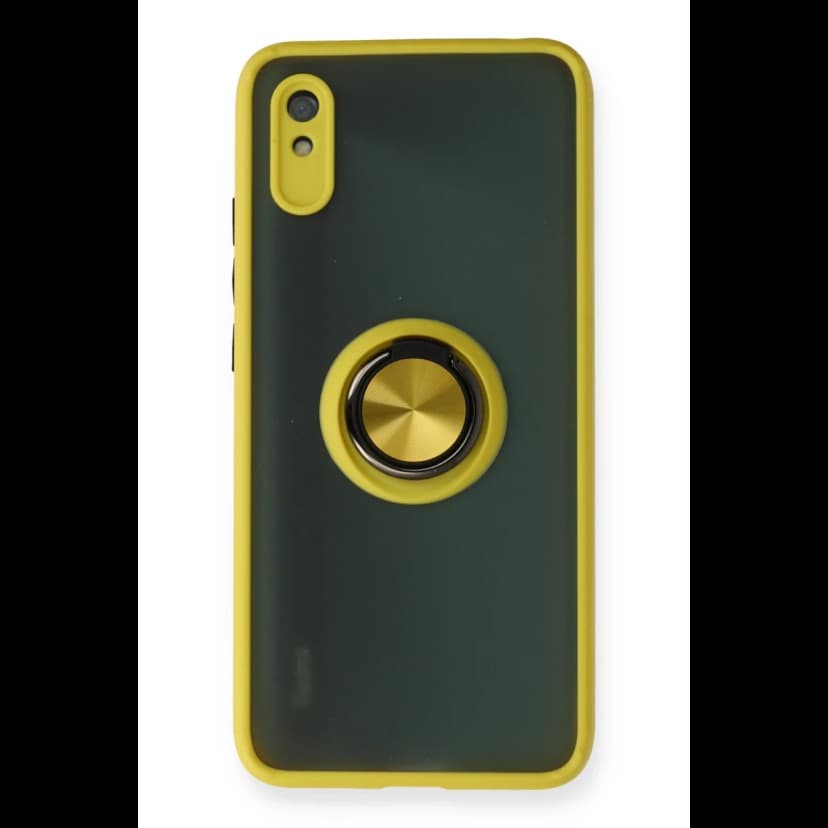 Newface Xiaomi Redmi 9A Kılıf Montreal Yüzüklü Silikon Kapak - Sarı
