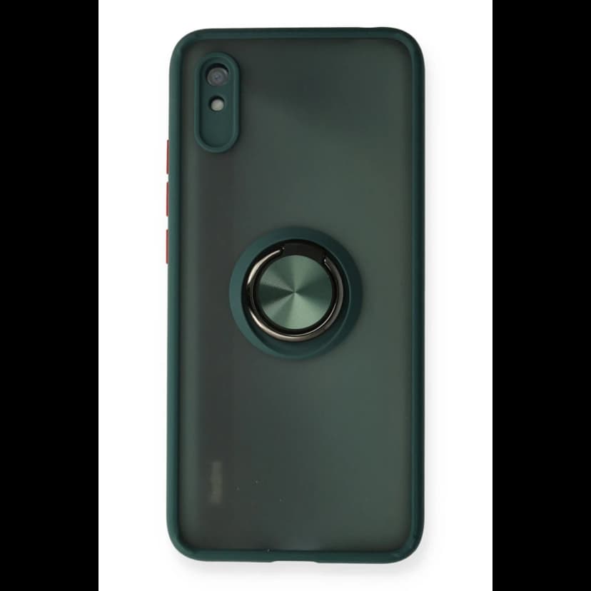 Newface Xiaomi Redmi 9A Kılıf Montreal Yüzüklü Silikon Kapak - Yeşil