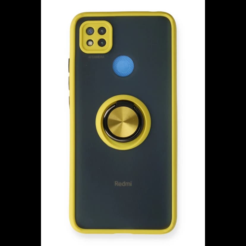 Newface Xiaomi Redmi 9C Kılıf Montreal Yüzüklü Silikon Kapak - Sarı