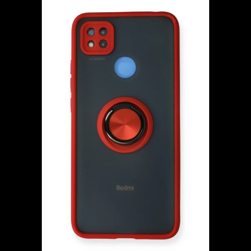 Newface Xiaomi Redmi 9C Kılıf Montreal Yüzüklü Silikon Kapak - Kırmızı