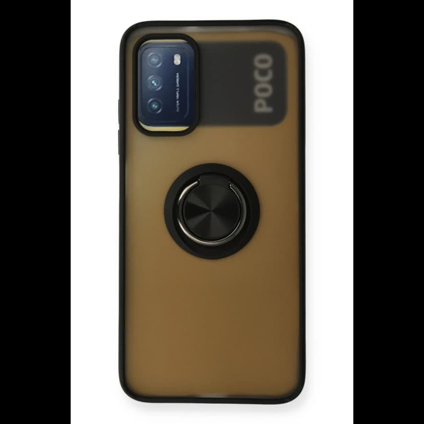Newface Xiaomi Redmi 9T Kılıf Montreal Yüzüklü Silikon Kapak - Siyah