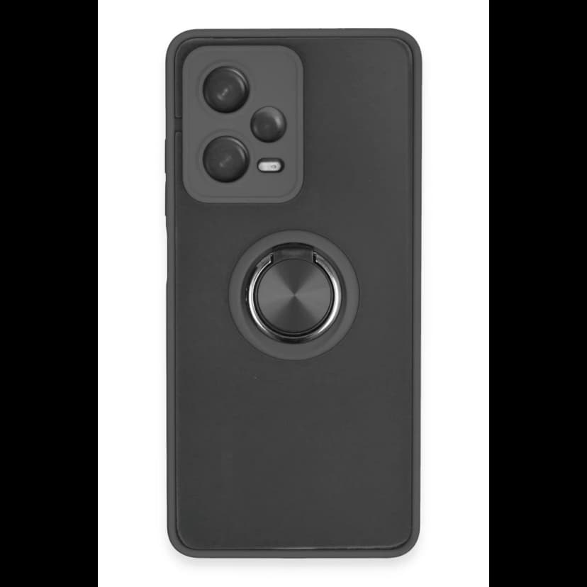 Newface Xiaomi Redmi Note 12 5G Kılıf Montreal Yüzüklü Silikon Kapak - Siyah