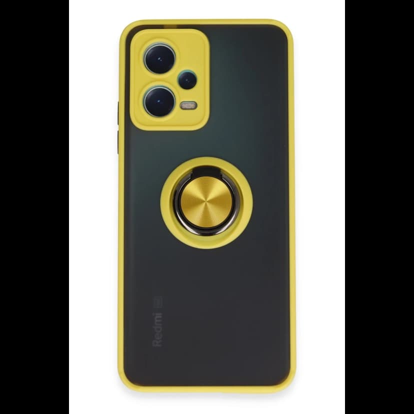 Newface Xiaomi Redmi Note 12 5G Kılıf Montreal Yüzüklü Silikon Kapak - Sarı