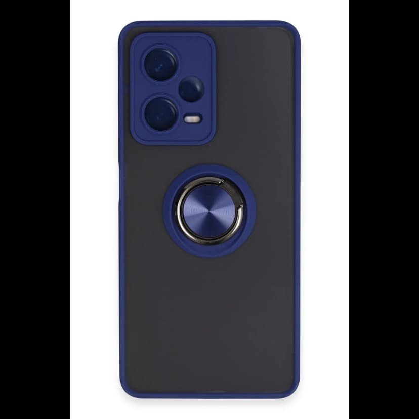 Newface Xiaomi Redmi Note 12 5G Kılıf Montreal Yüzüklü Silikon Kapak - Lacivert